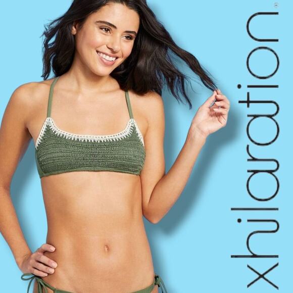 Xhilaration Juniors Sage Green Crochet Bralette Bikini Top Cute boho-inspired - Picture 6 of 7